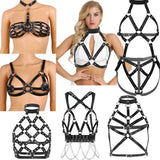 Women Goth Harness Cage Bra Cupless Bralette Chest Strappy Body Bustiers Costume