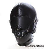 Black Leder Headgear Mouth Ball Eye Masks Restraints Couple Game Binding