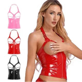 Women's Harness Bra Cupless Cage Bra Corset Sexy Leather Crop Tank Top Lingerie