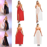 Womens Tempting Dress Set 2-Piece Slip Dress And Thong Cupless Nightgowns Suit