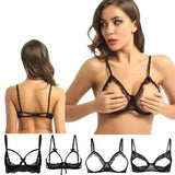 Womens Sexy Ruffle Lace Bra Tops Cupless See Through Bralette Lingerie Underwear