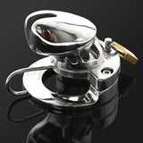 Stainless Steel Chastity Cage Ball Stretcher with Ring Lockable Chastity Devices