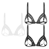 Women's Cupless Cage Bra See Through Sheer Lace Open Cups Wirefree Bra Bralette