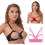 Womens Cage Bra Harness Elastic Hollow Out Latex Tops Cupless Bralette Underwear