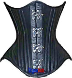 Women Lace Steel Boned Waist Training Leather Underbust Tight Shaper Corset C56L