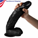 12" Inch-Huge-Realistic-Dildo-Black-BBC-Big-Penis-STRONG-Suction-Cup-Sex-