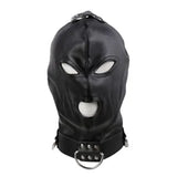 Pu Leather HeadHood with Chain for Men Women Cosplay Traction Flirt Fetishs Mask