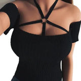 Women's Goth Lingerie Elastic Harness Cage Bras Cupless Bandage Halter Belt Sexy