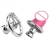 Restrain Stainless Steel Male Chastity Device Inverted Cage Men Metal Lock Belt