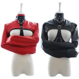 Sexy Straitjacket Top Bra Cage PU Leather Cupless Lingerie Body Harness Catsuit