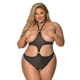 Magic Silk Sassy Cupless and Crotchless Adjustable Halter Strap Teddy Black