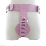 Women lockable Female Adjustable Chastity belt Device Leather Fetishs Panty Pink