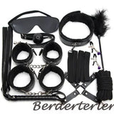 Sexy Leather Set Plush Kits Handcuffs Whip Gag Clamps For Couples Accessorie
