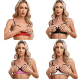 Women Lingerie Unlined Tops Straps Bra Cropped Crop Bow T-shirt Cupless Cute