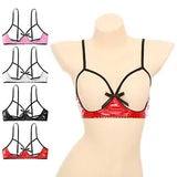 Women Bra Bow Tops Party Lingerie Spaghetti Crop Sexy T-shirt Cupless Tank Top