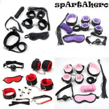 7 Pcs set Sexy Lingerie PU Leather Set Hand Cuffs Footcuff Whip Rope Blindfold
