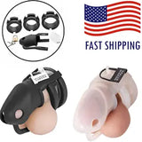 Male Men Silicone Scrotum Chastity Cage Device Belt with 3 Sizes Lock Ring BDSM