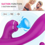 Rechargeable Rabbit Vibrator Nipple Sucking Massager Clitoris G-Spot Dildo Adult