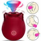 Rose Vibrating Sucker Clit Pump Vibrator G-Spot Dildo Sucking Sex Toys for Women