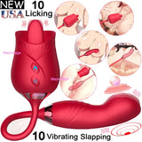 Rose Clit G-spot Vibrator Oral Sucking Dildo Vibrating Bullet Sex Toys for Women