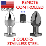 __ Wireless Remote Control Stainless Steel Vibrating Metal Anal Butt Plug Sex