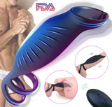 Vibrating Triple Cock Ring G-spot Stimulator Stronger Enhancer Sex Toys for Men