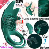 Vibrating Penis Erection Cock Ring Clit G-spot Vibrator Sex Toys for Men Women