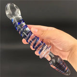 Women Crystal Glass Dildo Massager Wand G-spot Stimulator Anal Butt Plug Sex Toy
