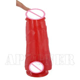 Penis Wine Red Blood Vein Deep Double Dildo With Suction Cup 4 Testicles Sex Toy