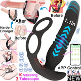 Thrusting Anal Dildo Vibrator Male Prostate Massager Ring Sex Toys for Men Women