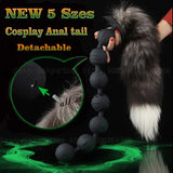 New Long Anal Beads Real Fox Tail Cosplay Butt Plug Separable Anal Dildo Sex Toy