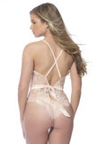 Soft Full Lace Bodysuit With Satin Trims - Extra Large - Silver Peony